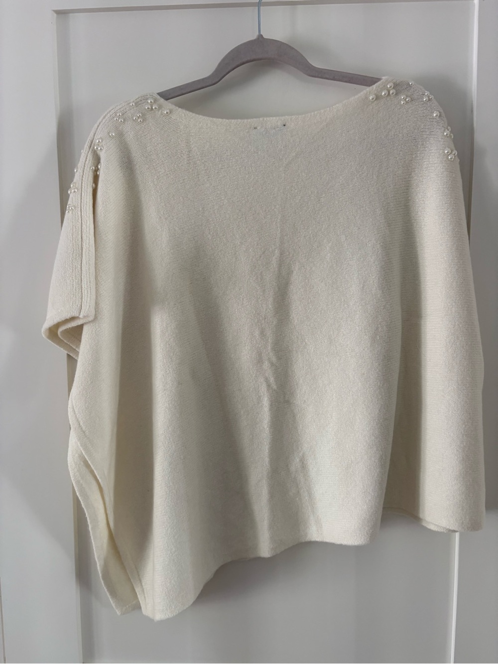 NWT Talbots Pearl Detail Cape XS/S Cream Knit wool cotton blend - Picture 4 of 6